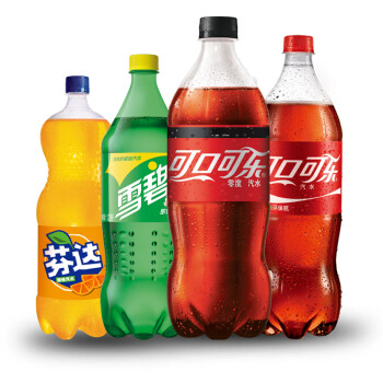 夏日畅爽组合 零度可口可乐、零卡雪碧柠檬味、芬达橙味与苹果味碳酸饮料2升6瓶装